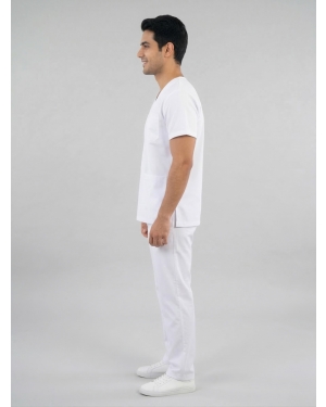 Tibbi Geyim,V Yaxa Dəst,Ağ,Kod 11127