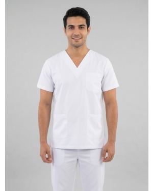 Tibbi Geyim,V Yaxa Dəst,Ağ,Kod 11127