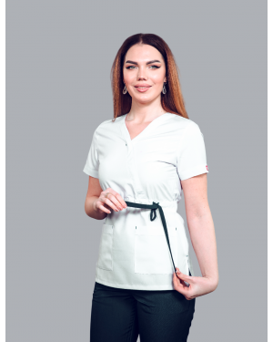 Tibbi Geyim ,Bantlı Model, tibbi uniforma , Ağ/tünd göy, Kod 11186