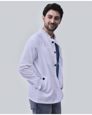 Tibbi geyim,Kişi Pencəyi Likra ağ model, Kod: 11219