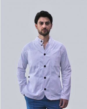 Tibbi geyim,Kişi Pencəyi Likra ağ model, Kod: 11219