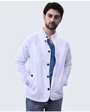 Tibbi geyim,Kişi Pencəyi Likra ağ model, Kod: 11219